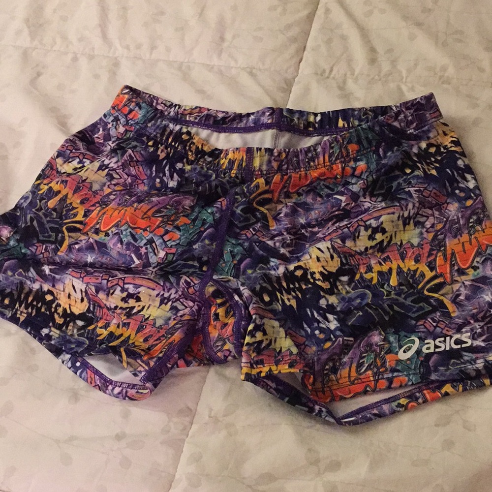 Spandex ASICS athletic shorts.